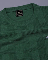 Aristo Cactus Green Knitted Melange Cotton T-Shirt