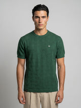 Aristo Cactus Green Knitted Melange Cotton T-Shirt