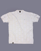 Aristo Ivory Cream Knitted Melange Cotton T-Shirt