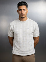 Aristo Ivory Cream Knitted Melange Cotton T-Shirt
