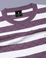 Onion Peel Hexagon Pattern Knitted Cotton T-Shirt