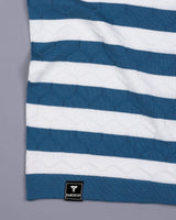 Steel Blue Hexagon Pattern Knitted Cotton T-Shirt
