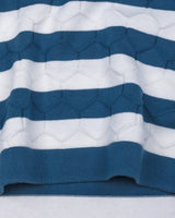 Steel Blue Hexagon Pattern Knitted Cotton T-Shirt