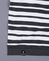 Aura Gray Stripe Knitted Cotton T-Shirt