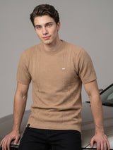 Dragon Camel Cream Knitted Cotton T-Shirt