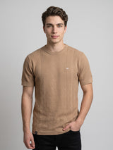 Dragon Camel Cream Knitted Cotton T-Shirt