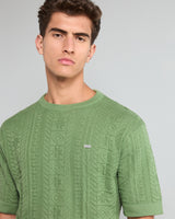 Limon Parrot Green Knitted Cotton T-Shirt