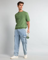 Limon Parrot Green Knitted Cotton T-Shirt