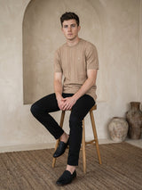 Croten Clay Cream Knitted Cotton T-Shirt