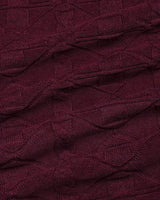 Vertex Beet Maroon Knitted Melange Cotton T-Shirt