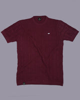 Vertex Beet Maroon Knitted Melange Cotton T-Shirt