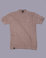 Vertex Coco Cream Knitted Melange Cotton T-Shirt