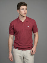 Kernel Carrot Red Knitted Cotton Polo T-Shirt