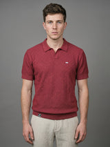 Kernel Carrot Red Knitted Cotton Polo T-Shirt