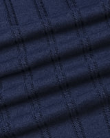 Syntax NavyBlue Knitted Melange Cotton Polo T-Shirt