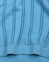 Syntax Water Blue Knitted Melange Cotton Polo T-Shirt