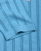 Syntax Water Blue Knitted Melange Cotton Polo T-Shirt
