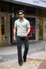 Formin Pistachio Green Knitted Cotton Polo T-Shirt