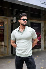 Formin Pistachio Green Knitted Cotton Polo T-Shirt
