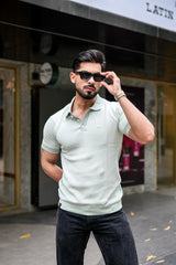 Formin Pistachio Green Knitted Cotton Polo T-Shirt
