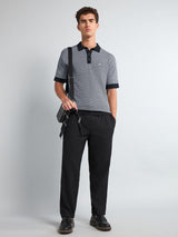 Formin Black Knitted Cotton Polo T-Shirt