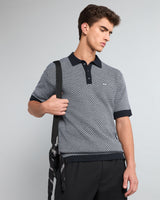 Formin Black Knitted Cotton Polo T-Shirt