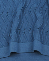 Eclipse Blue Knitted Cotton Zipper Polo T-Shirt