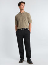 Eclipse Cream Knitted Cotton Zipper Polo T-Shirt