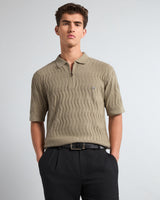 Eclipse Cream Knitted Cotton Zipper Polo T-Shirt