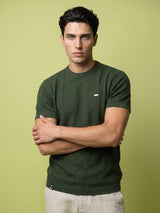 Richmond Hunter Green Knitted Cotton T-Shirt