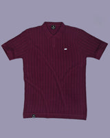 Ozone Maroon Knitted Cotton Polo T-Shirt