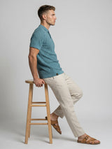 Ozone Teal Green Knitted Cotton Polo T-Shirt