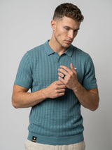 Ozone Teal Green Knitted Cotton Polo T-Shirt