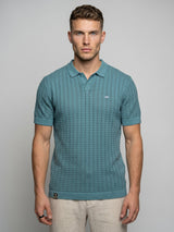 Ozone Teal Green Knitted Cotton Polo T-Shirt