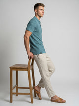 Ozone Teal Green Knitted Cotton Polo T-Shirt