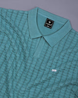 Ozone Teal Green Knitted Cotton Polo T-Shirt