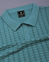 Ozone Teal Green Knitted Cotton Polo T-Shirt