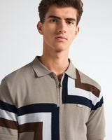 Kelvin Cream Knitted Cotton Zipper Polo Designer T-Shirt