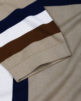 Kelvin Cream Knitted Cotton Zipper Polo Designer T-Shirt