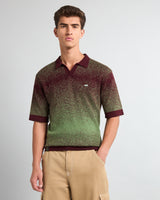 Green Sprinkle With Maroon Knitted Cotton Polo T-Shirt