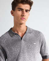 Gray Sprinkle With White Knitted Cotton Polo T-Shirt