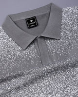 Gray Sprinkle With White Knitted Cotton Polo T-Shirt