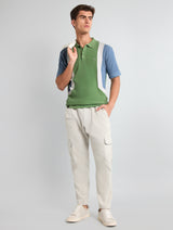 Vision Green With Blue Knitted Cotton Designer Polo T-Shirt