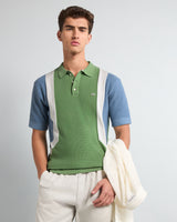 Vision Green With Blue Knitted Cotton Designer Polo T-Shirt