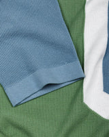 Vision Green With Blue Knitted Cotton Designer Polo T-Shirt