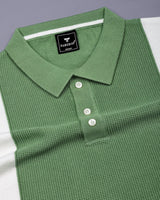 Vision Green With Blue Knitted Cotton Designer Polo T-Shirt