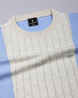 Formora Cream With Blue Knitted Cotton T-Shirt