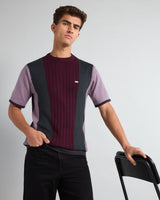 Formora Wine With Gray Knitted Cotton T-Shirt