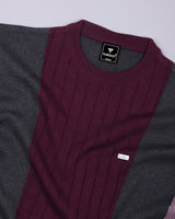 Formora Wine With Gray Knitted Cotton T-Shirt