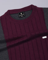 Formora Wine With Gray Knitted Cotton T-Shirt